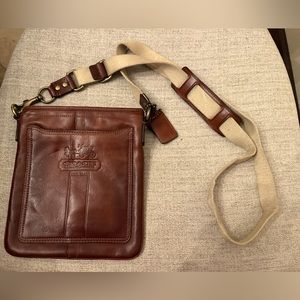 Auth NEW, Coach Vintage Rare Beige Slim Leather Crossbody Mini Square Bag